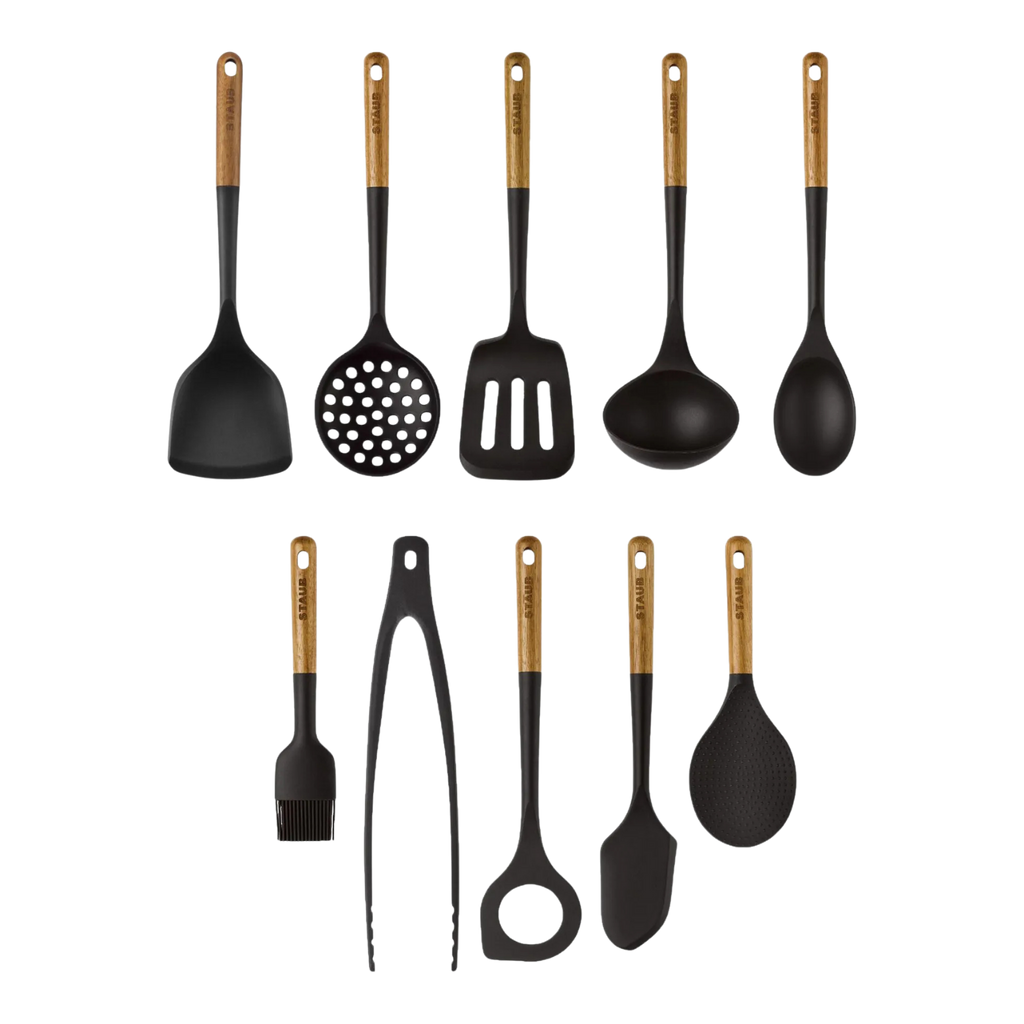 Staub Silicone Kitchen Utensil Set – 10-Piece Silicone & Wood Tools