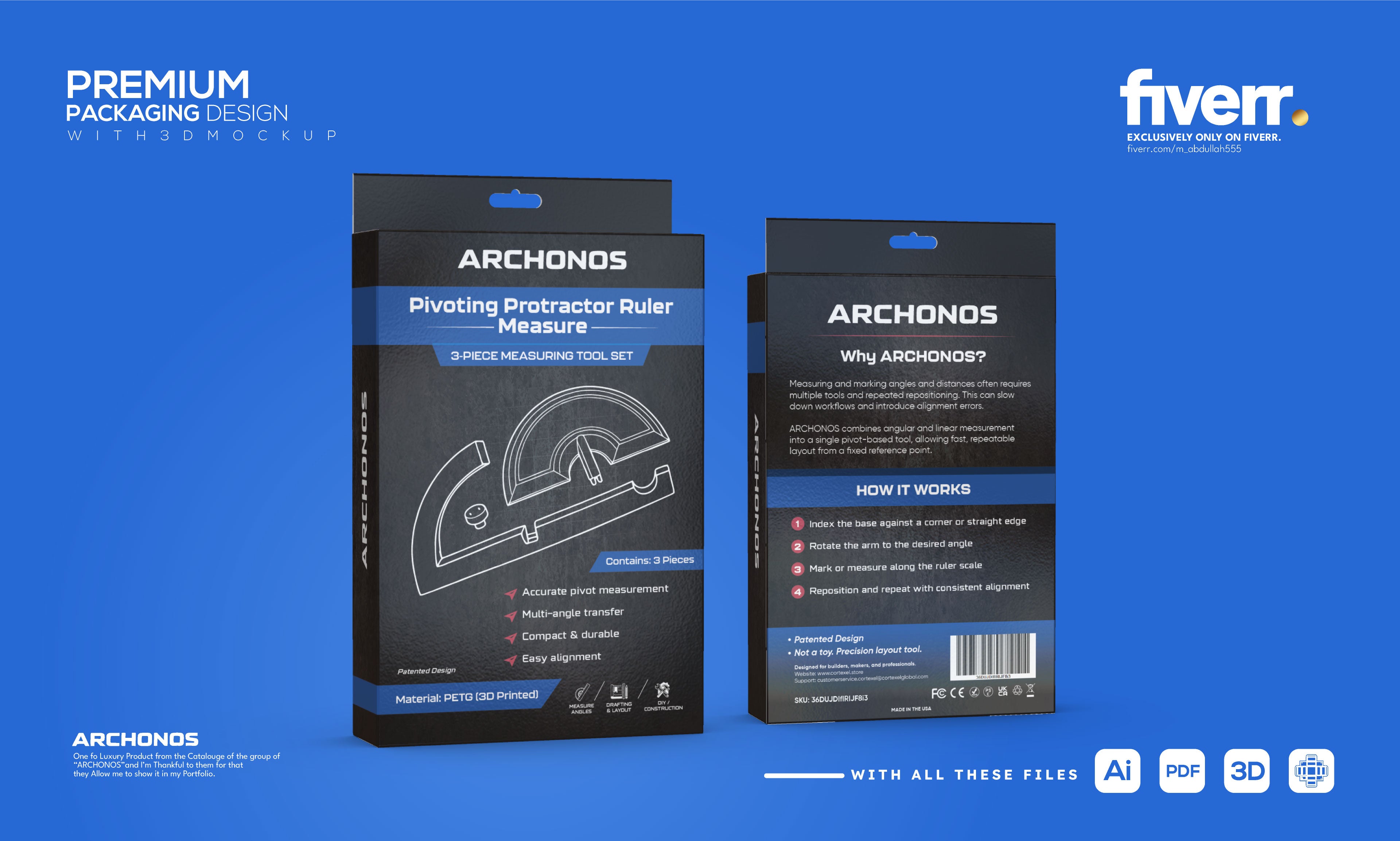 ARCHONOS Pivoting Protractor-Ruler Measurement Tool