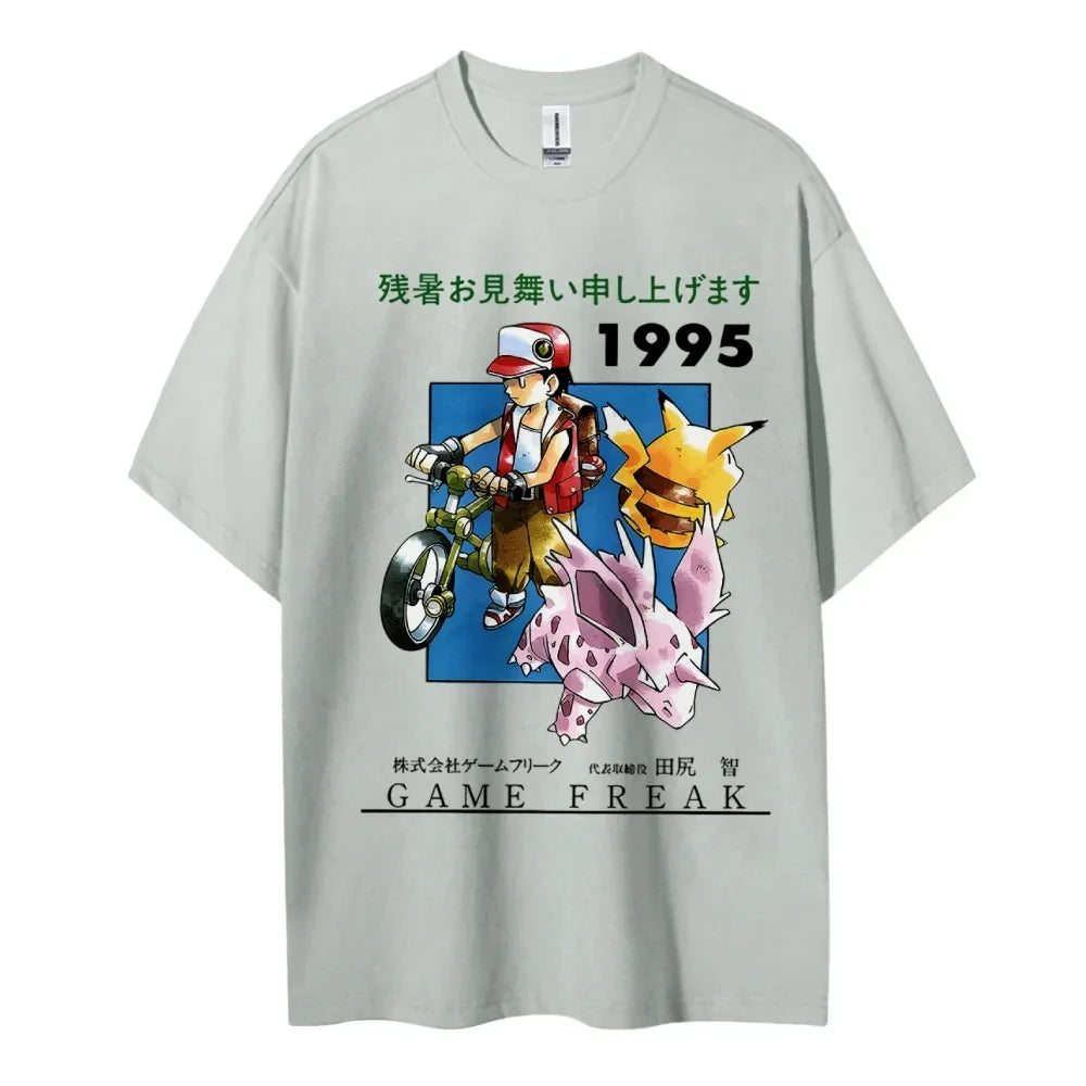 Pokemon T-shirt Men's Pure Cotton Casual  Round Neck T-shirt Short Sleeve Clothing Summer Sports Casual Short Sleeve Top