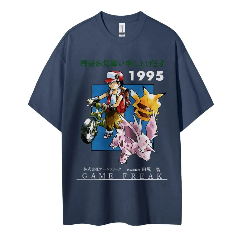 Pokemon T-shirt Men's Pure Cotton Casual  Round Neck T-shirt Short Sleeve Clothing Summer Sports Casual Short Sleeve Top