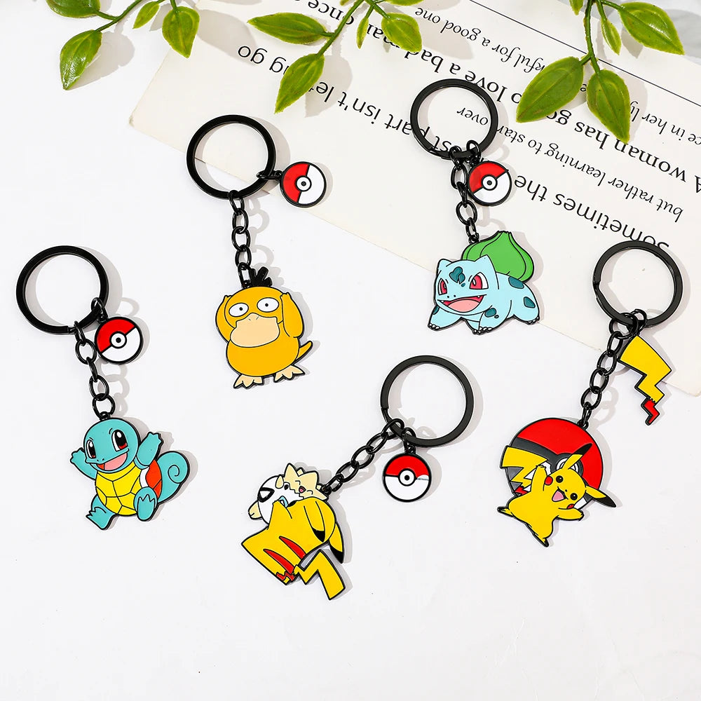 Kawaii Pokemon Keychain for Boys and Girls, Pikachu, Bulbasaur, Psyduck, Squirtle, Cute Pendant Dolls, Souvenirs Gift, Wholesale