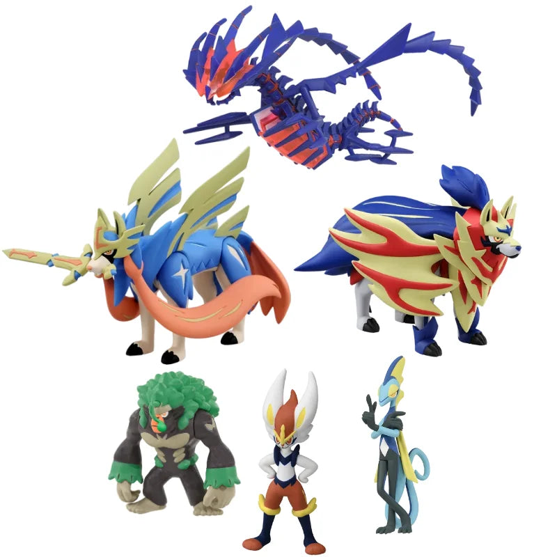 Original TOMY Pokemon Figures Sword Shield Collection  Rillaboom Eternatus  Zamazenta Eternatus Anime Pokemon Toys Child's Gifts