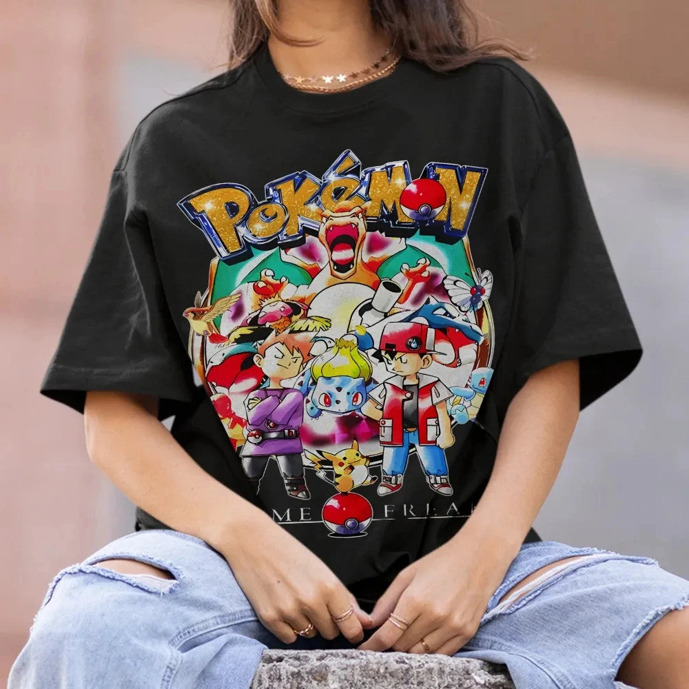 Pokemon T-shirt Men's Pure Cotton Casual  Round Neck T-shirt Short Sleeve Clothing Summer Sports Casual Short Sleeve Top
