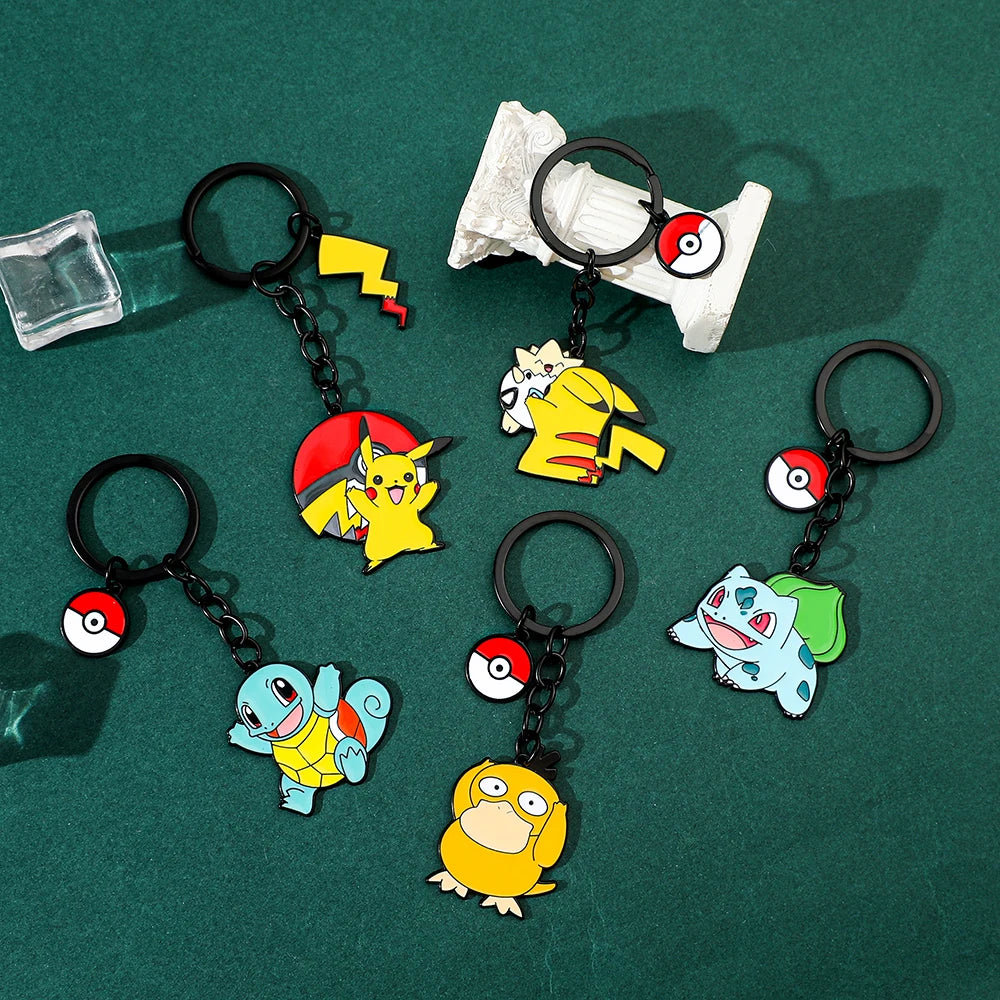 Kawaii Pokemon Keychain for Boys and Girls, Pikachu, Bulbasaur, Psyduck, Squirtle, Cute Pendant Dolls, Souvenirs Gift, Wholesale