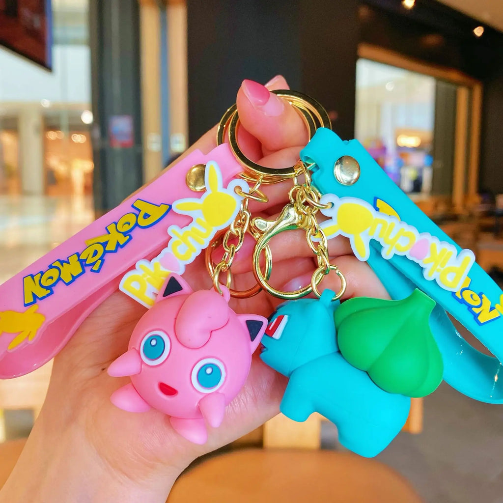 New Pokemon Keychain Cute Pikachu Psyduck Schoolbag Decor Charmander Squirtle Car Keyring Gifts Wholesale