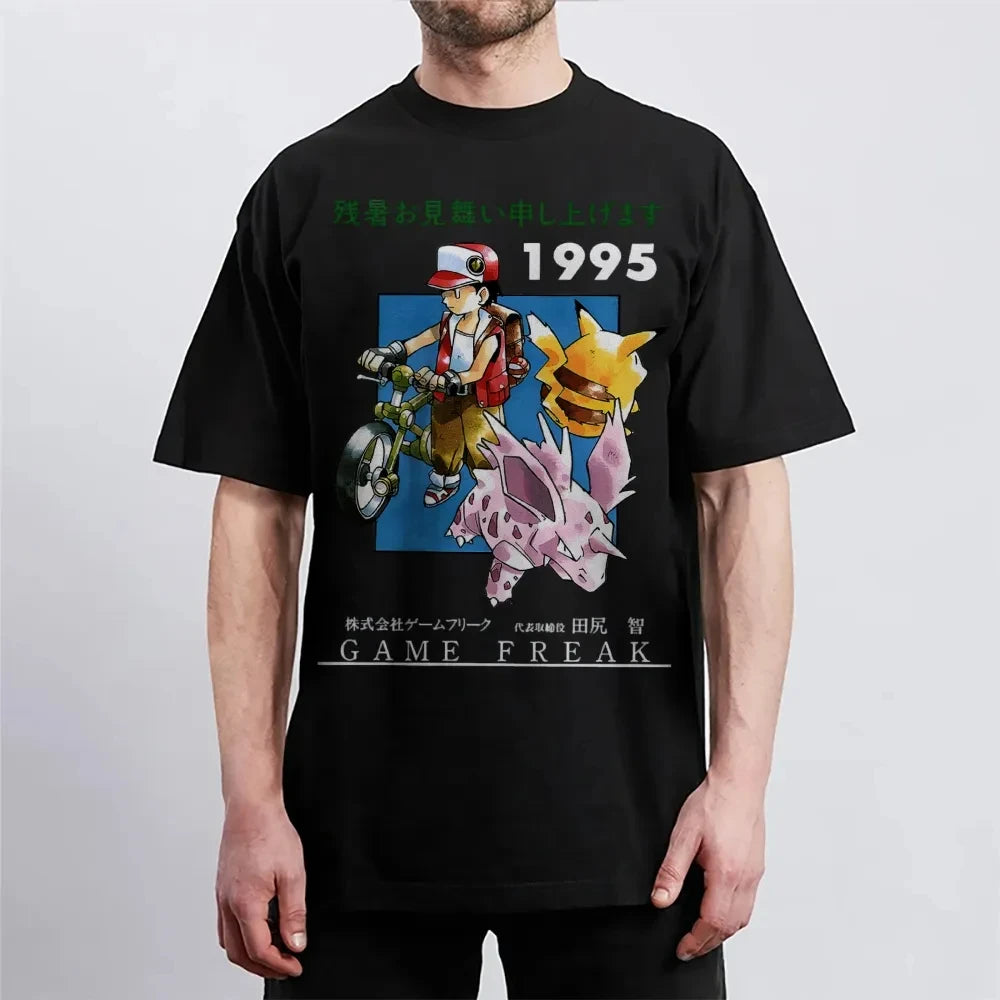 Pokemon T-shirt Men's Pure Cotton Casual  Round Neck T-shirt Short Sleeve Clothing Summer Sports Casual Short Sleeve Top