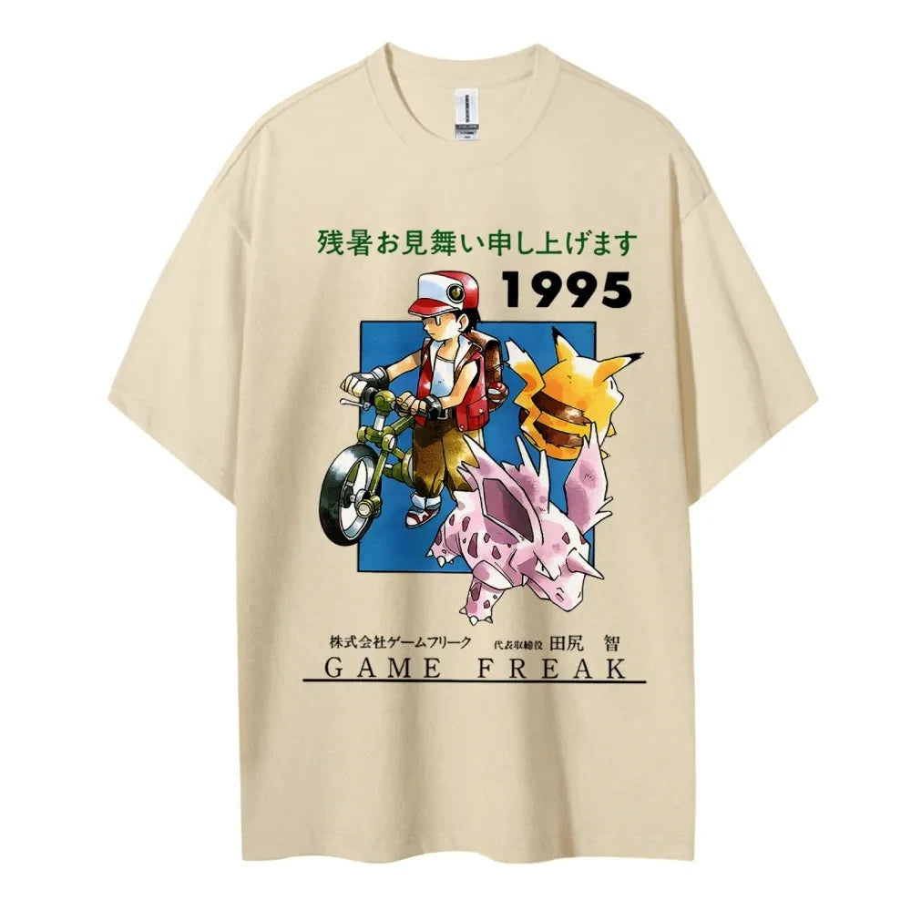 Pokemon T-shirt Men's Pure Cotton Casual  Round Neck T-shirt Short Sleeve Clothing Summer Sports Casual Short Sleeve Top