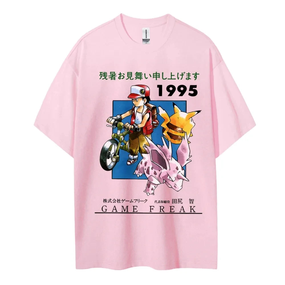 Pokemon T-shirt Men's Pure Cotton Casual  Round Neck T-shirt Short Sleeve Clothing Summer Sports Casual Short Sleeve Top