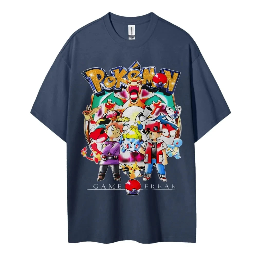 Pokemon T-shirt Men's Pure Cotton Casual  Round Neck T-shirt Short Sleeve Clothing Summer Sports Casual Short Sleeve Top