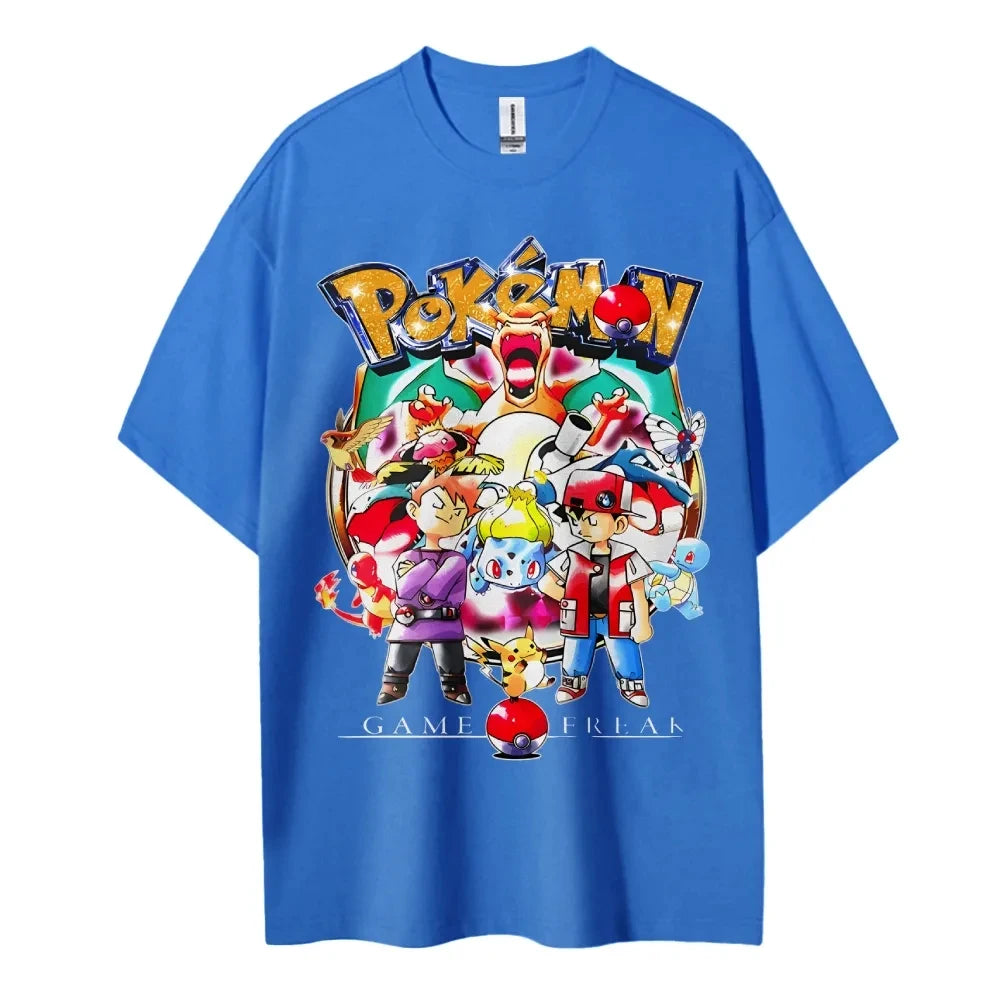 Pokemon T-shirt Men's Pure Cotton Casual  Round Neck T-shirt Short Sleeve Clothing Summer Sports Casual Short Sleeve Top