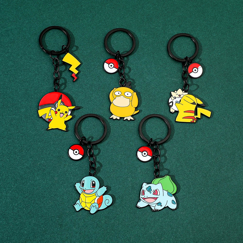 Kawaii Pokemon Keychain for Boys and Girls, Pikachu, Bulbasaur, Psyduck, Squirtle, Cute Pendant Dolls, Souvenirs Gift, Wholesale