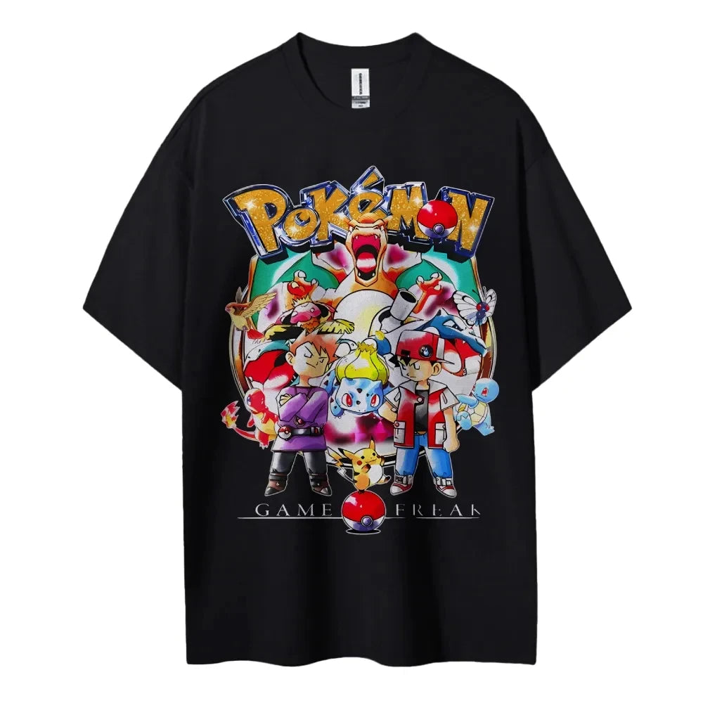 Pokemon T-shirt Men's Pure Cotton Casual  Round Neck T-shirt Short Sleeve Clothing Summer Sports Casual Short Sleeve Top