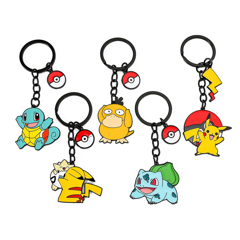 Kawaii Pokemon Keychain for Boys and Girls, Pikachu, Bulbasaur, Psyduck, Squirtle, Cute Pendant Dolls, Souvenirs Gift, Wholesale