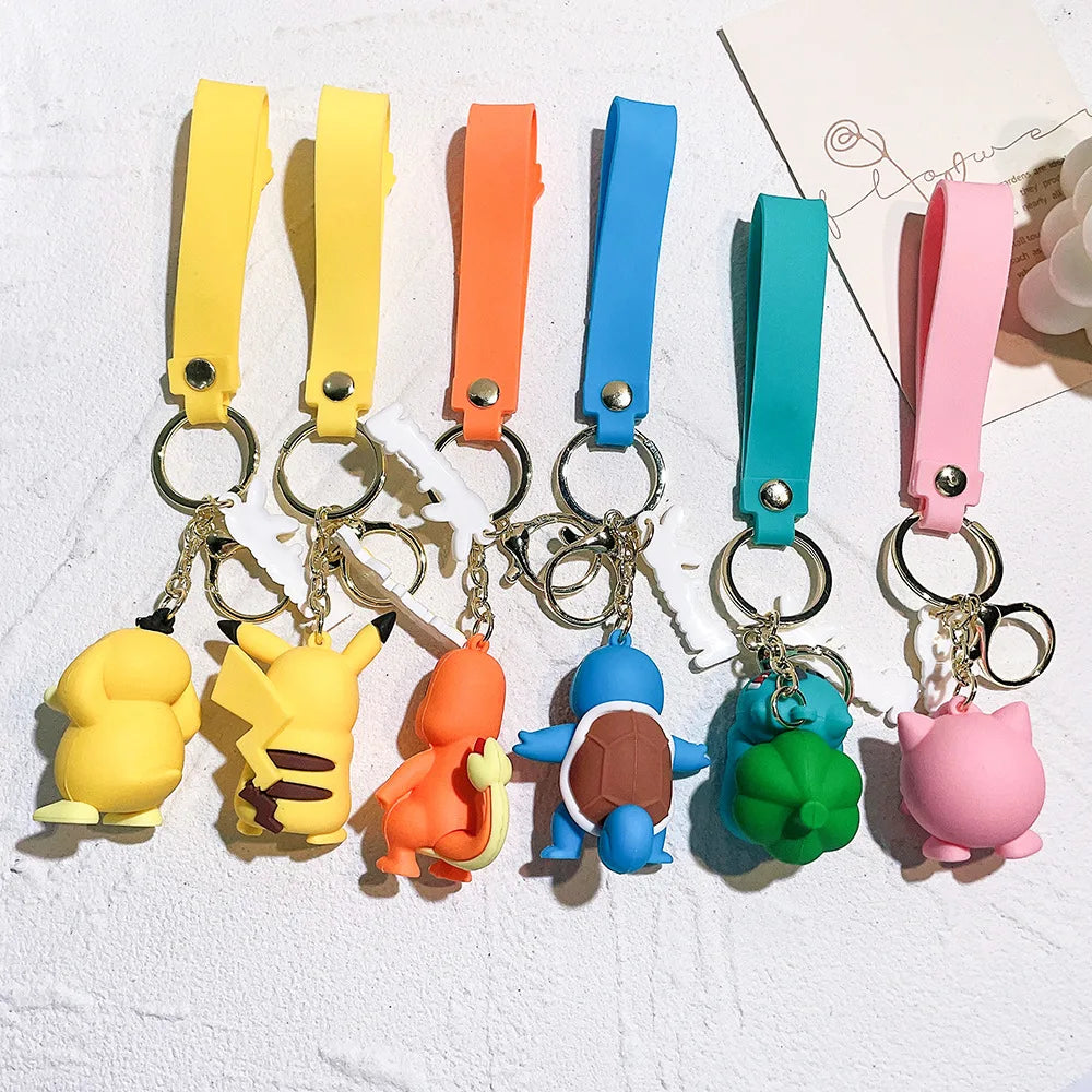 Pokemon Keychain Cute Pikachu Pocket Monsters Doll Schoolbag Pendant Desktop Souvenirs Decoration Keyring Gift for Fans
