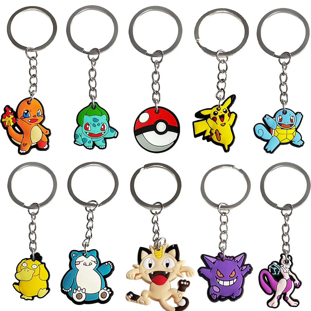 Pokemon Keychain Pikachu Anime Characters Keychain Children's Birthday Party Gift Classroom Rewards Guest Gift Baby Shower
