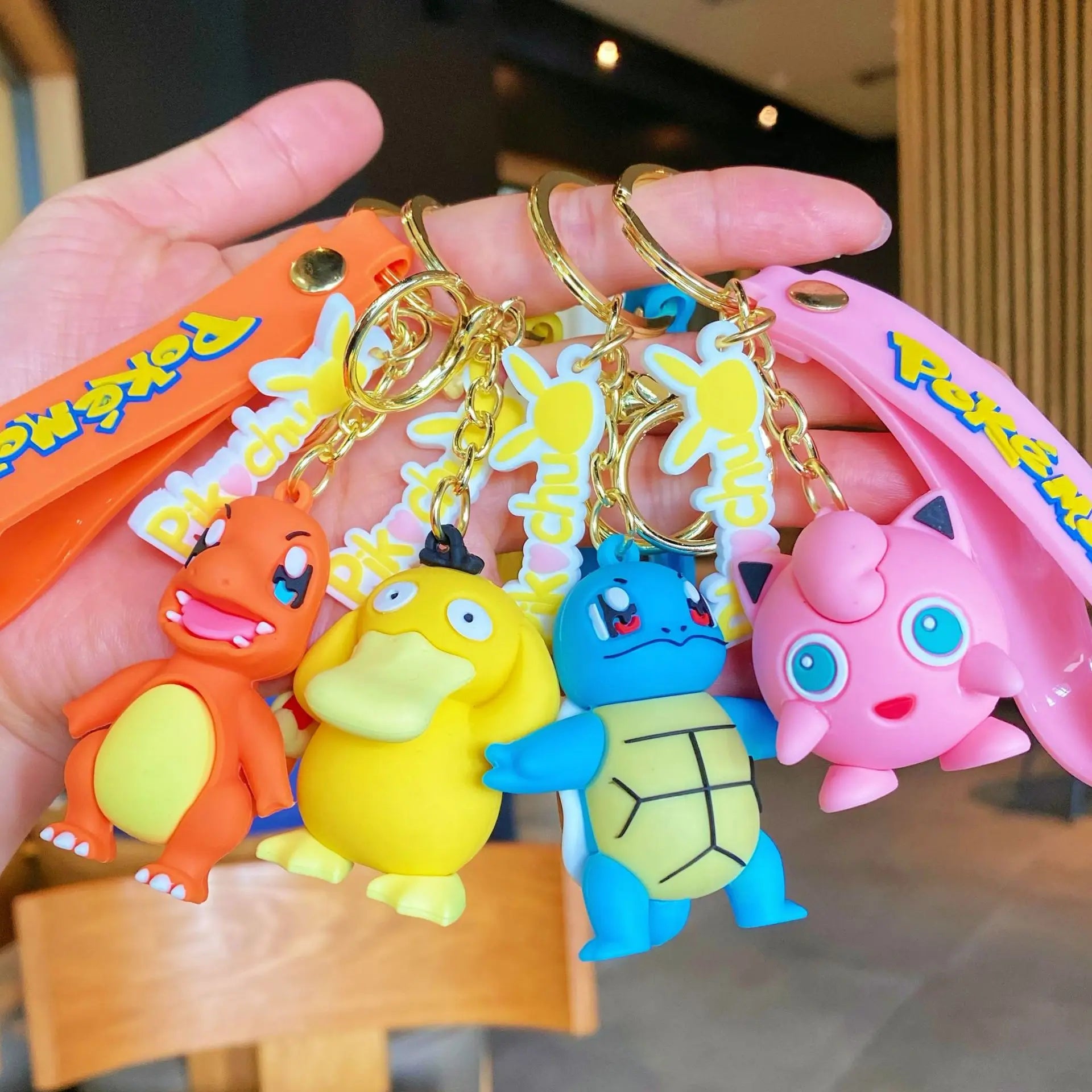 New Pokemon Keychain Cute Pikachu Psyduck Schoolbag Decor Charmander Squirtle Car Keyring Gifts Wholesale