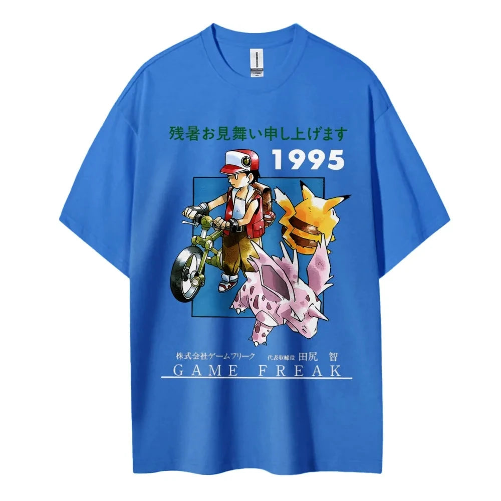 Pokemon T-shirt Men's Pure Cotton Casual  Round Neck T-shirt Short Sleeve Clothing Summer Sports Casual Short Sleeve Top