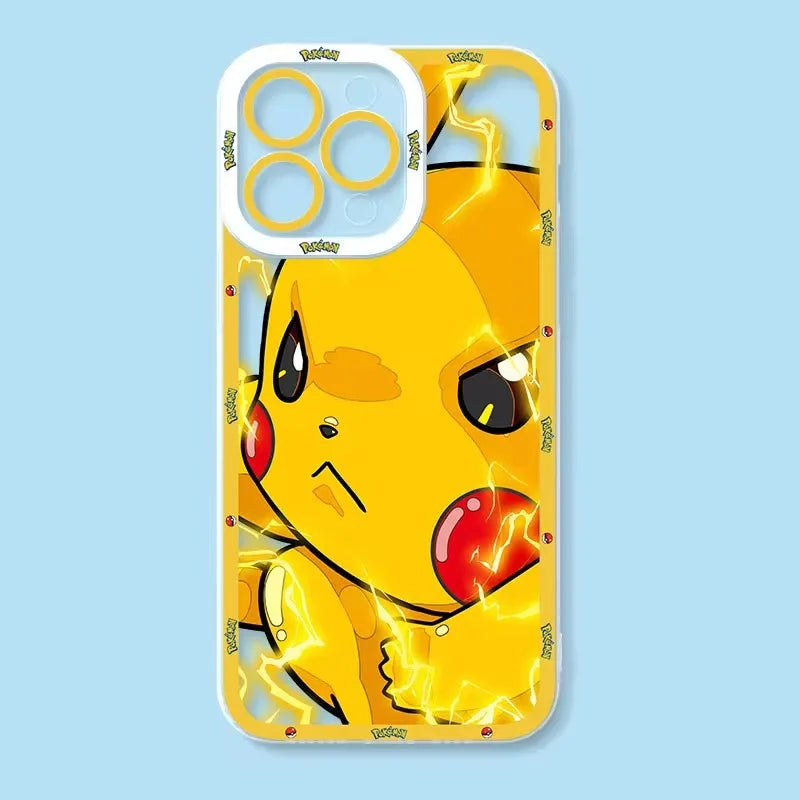 Cute Anime P-Pokemon Phone Case For iPhone 16 Pro Max 15 14 Plus 13 12 11 Pro XR XS X 8 7 SE 2020 Soft Silicone Clear Back Cover