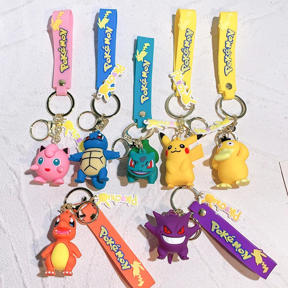Pokemon Keychain Cute Pikachu Pocket Monsters Doll Schoolbag Pendant Desktop Souvenirs Decoration Keyring Gift for Fans