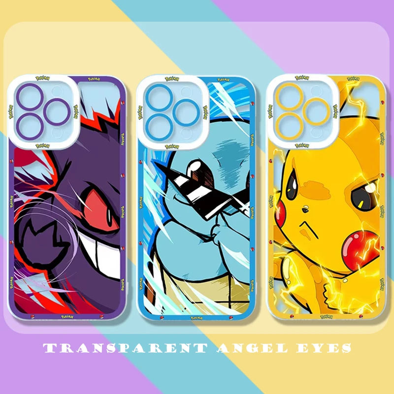 Cute Anime P-Pokemon Phone Case For iPhone 16 Pro Max 15 14 Plus 13 12 11 Pro XR XS X 8 7 SE 2020 Soft Silicone Clear Back Cover