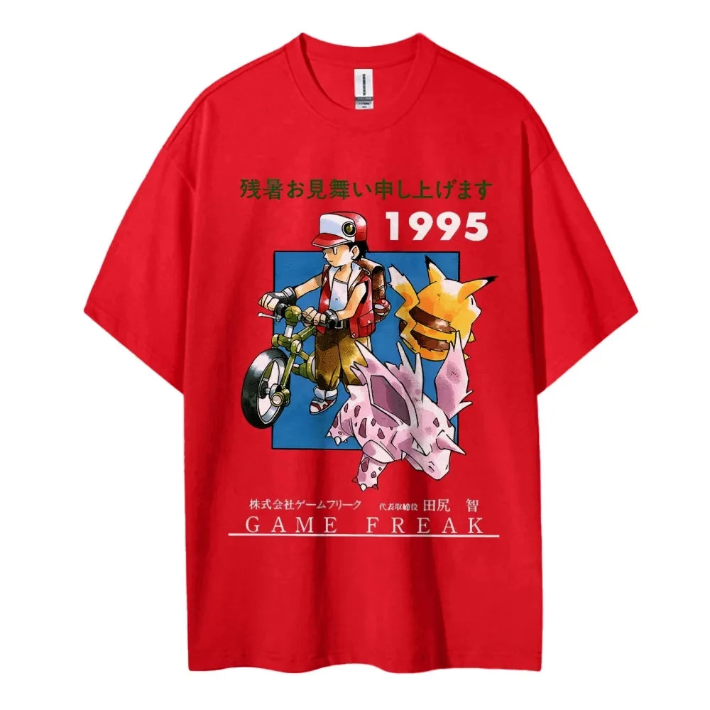 Pokemon T-shirt Men's Pure Cotton Casual  Round Neck T-shirt Short Sleeve Clothing Summer Sports Casual Short Sleeve Top