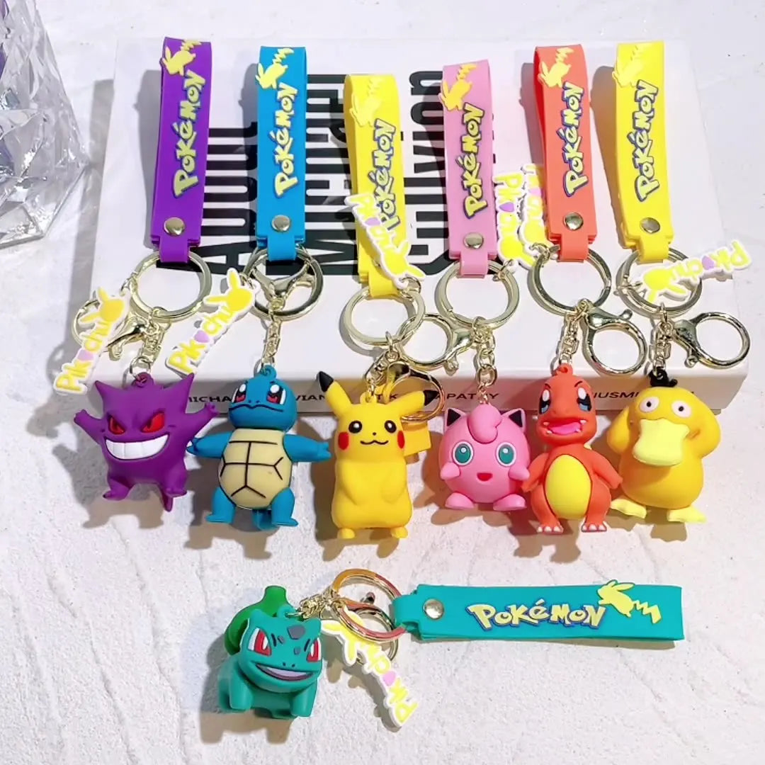 New Pokemon Keychain Cute Pikachu Psyduck Schoolbag Decor Charmander Squirtle Car Keyring Gifts Wholesale