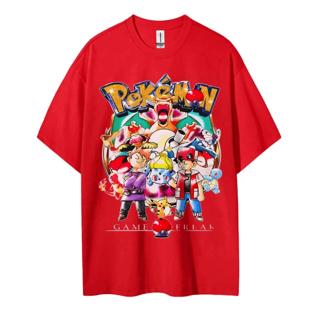Pokemon T-shirt Men's Pure Cotton Casual  Round Neck T-shirt Short Sleeve Clothing Summer Sports Casual Short Sleeve Top