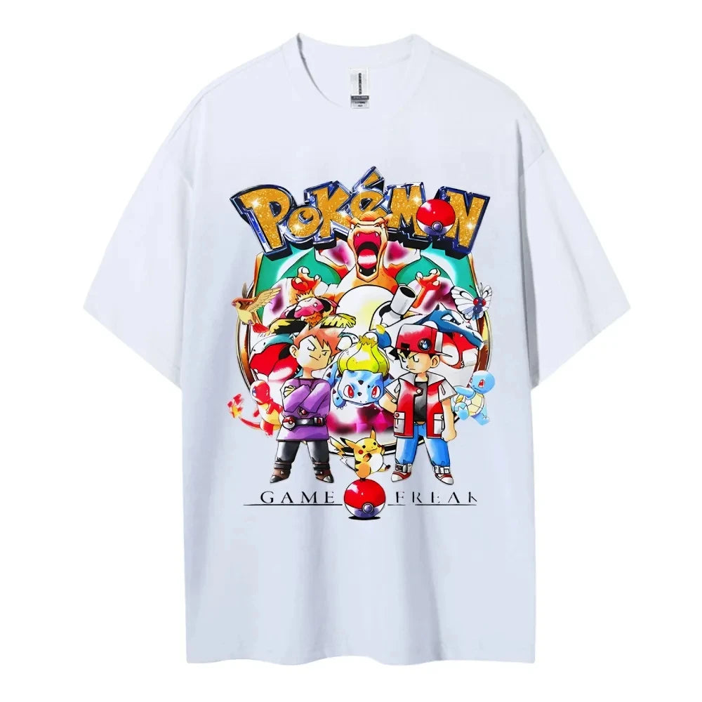 Pokemon T-shirt Men's Pure Cotton Casual  Round Neck T-shirt Short Sleeve Clothing Summer Sports Casual Short Sleeve Top