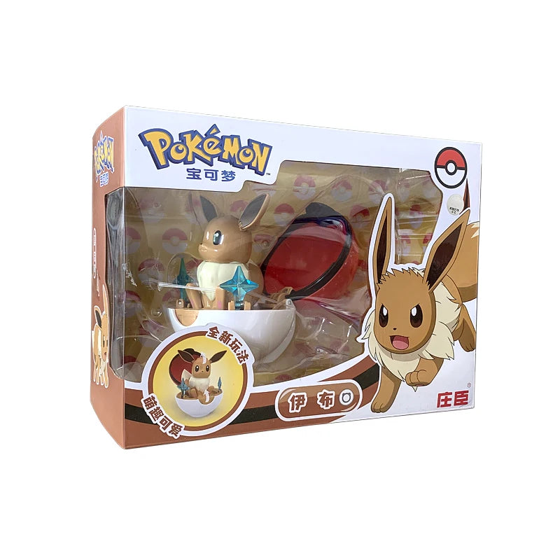 Pokemon Toys Pokeball Deformation Anime Action Figure Model Original Box Pikachu Eevee Squirtle Charmander Bulbasaur Kids Gifts