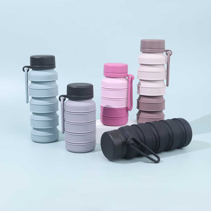 Brown Collapsible Silicone Water Bottle - 510ml Portable Food-Grade Travel & Sports Drink Flask